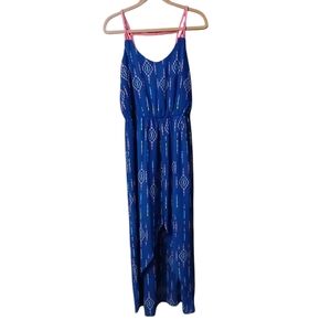 Xhilaration Blue Maxi Dress with Pink Accents